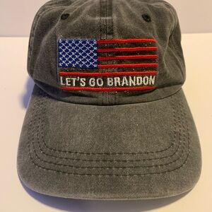 ❤️Let’s Go Brandon Gray Hat with Embroidered Flag. Adjustable Strap.